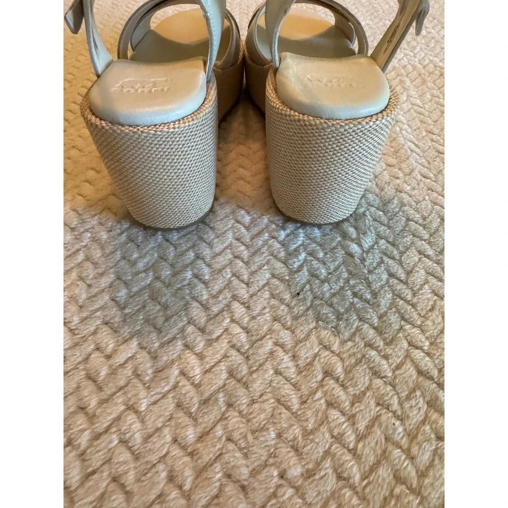 Sorel Cameron Flatform Sandal Sea Salt White Leather Wedge NL5359-191 Womens 9.5